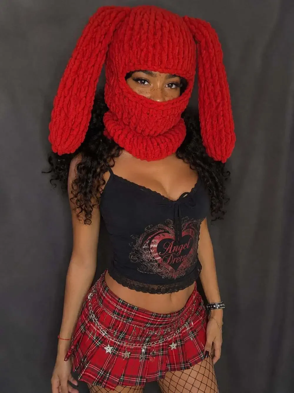 Handmade Chunky Knit Bunny Ear Balaclava Ski Mask